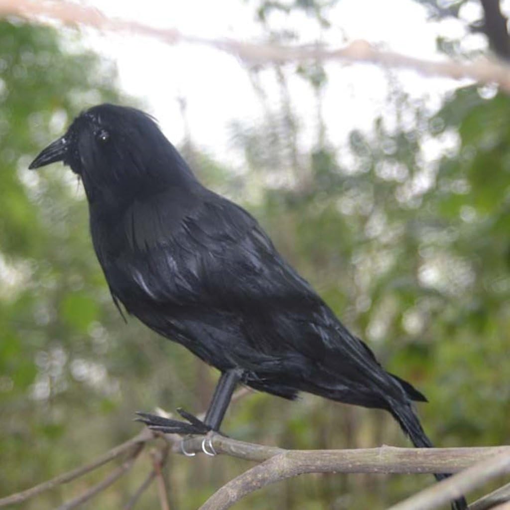 6 X Halloween Deko-Krähe Künstliche Rabe Krähe Mit Federn Schwarz Vogel