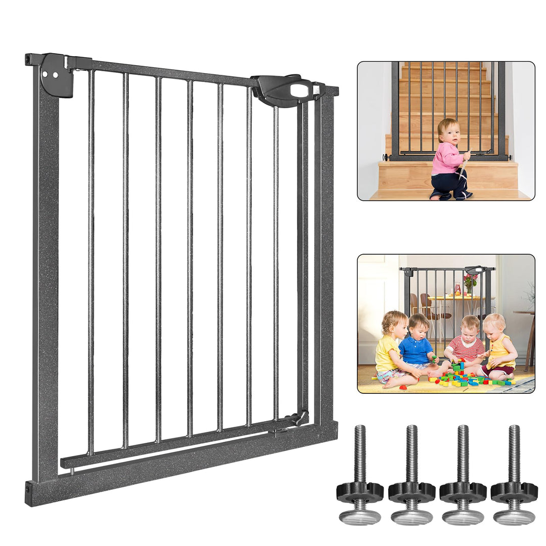 LZQ Treppenschutzgitter, Doppelschloss extra sicheres Metall-Türschutzgitter zum Klemmen, Schwarz, 7