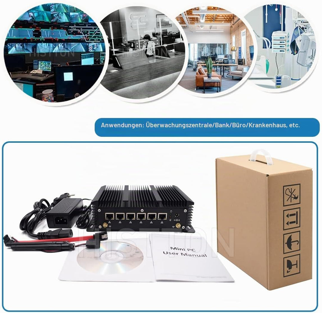 HISTTON Lüfterloser Firewall PC, Firewall Hardware, OPNsense, VPN, Network Security Appliance, Route