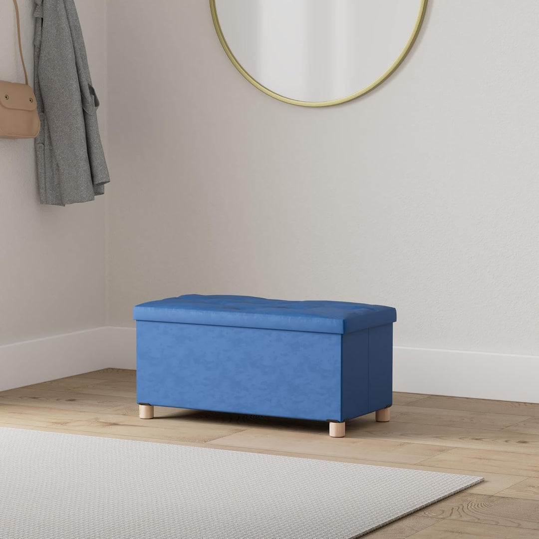 BRIAN & DANY Sitztruhe Sitzhocker Fusshocker mit Stauraum und Deckel mit Holzfüssen, 76 x 38 x 38 cm
