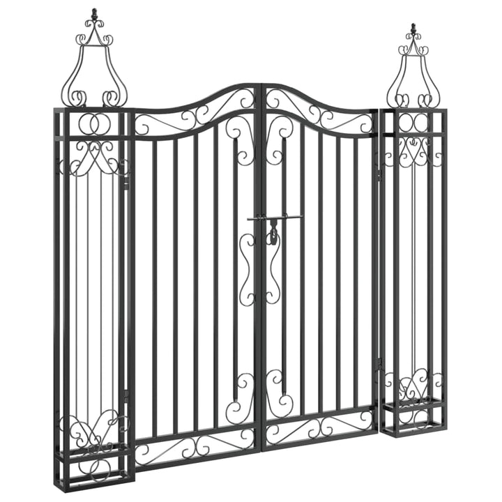 vidaXL Gartentor Schwarz 121x8x100 cm Schmiedeeisen 121 x 8 x 120 cm, 121 x 8 x 120 cm