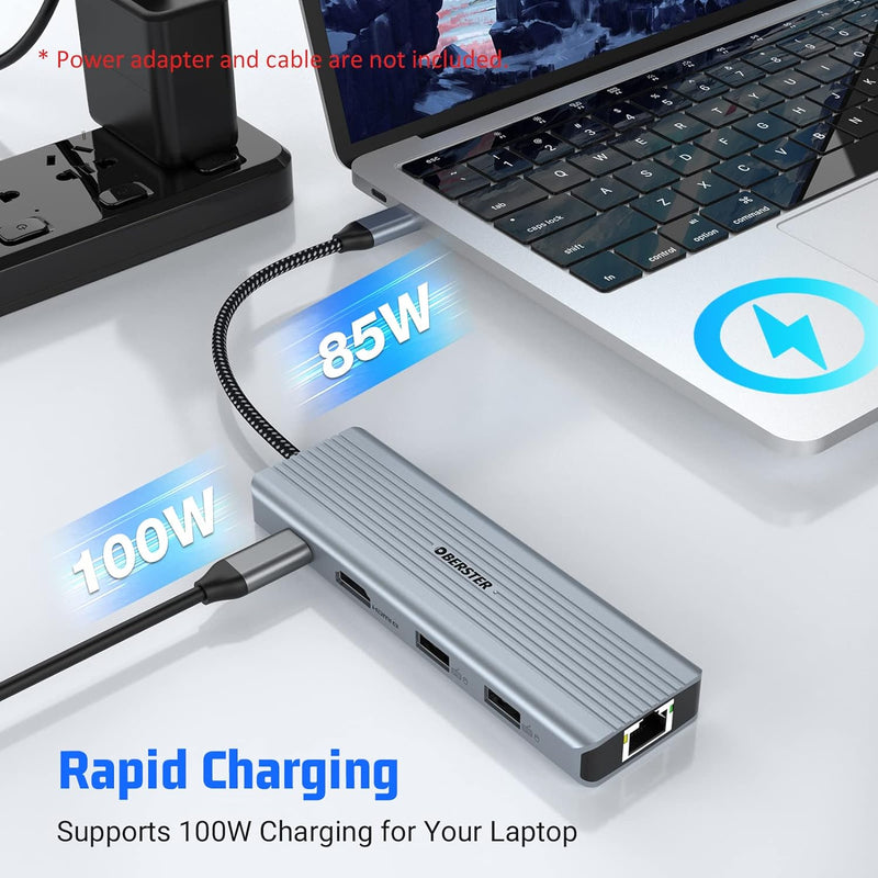 HOPDAY USB C Hub, 6 in 1 USB C Adapter für MacBook Air/Pro, Dual Display 4K HDMI Docking Station