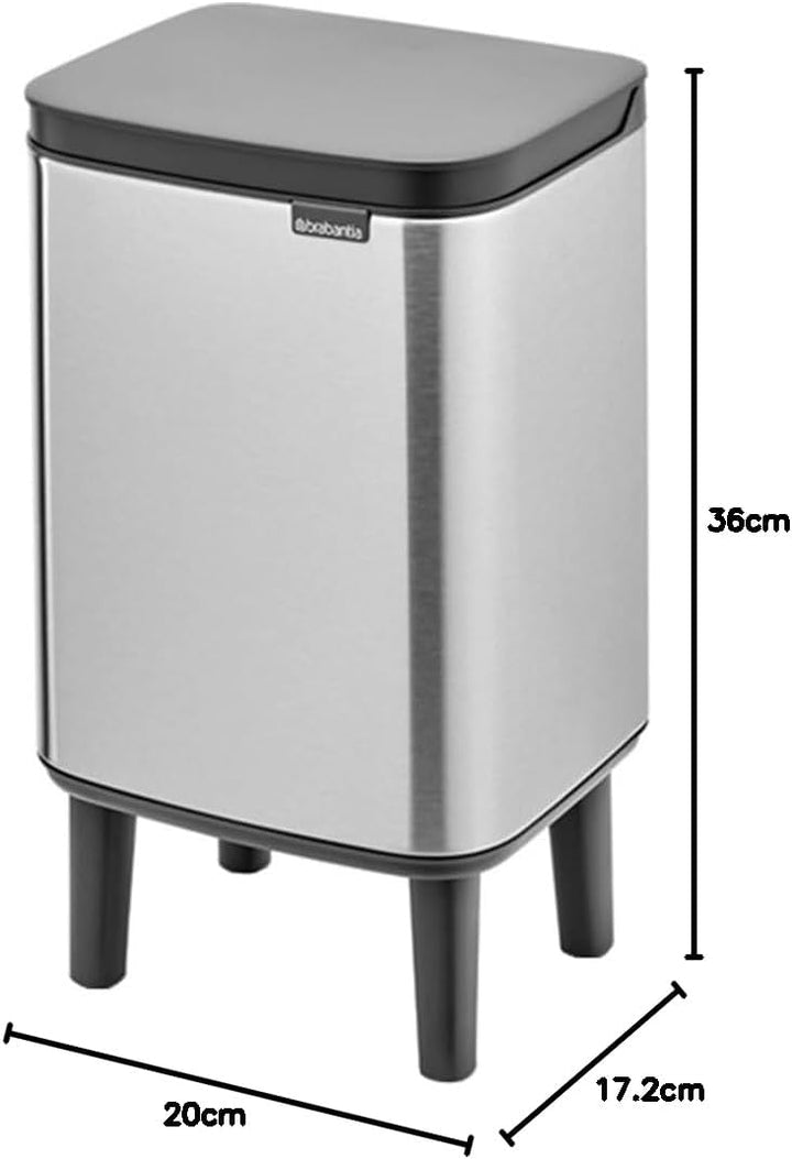 Brabantia - Mülleimer Bo Hi 4L mit Soft-Close-Deckel, herausnehmbarem Inneneimer und Transportgriff