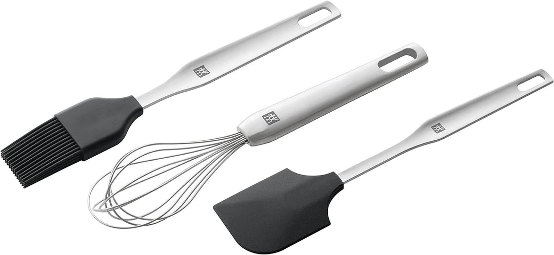 Zwilling Back-Set Twin 3er Set - Edelstahl Backpinsel, Teigschaber, Schneebesen mit Silikon, Küchenu