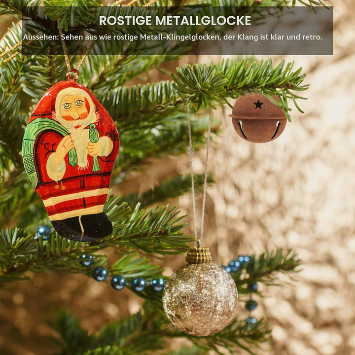 EXCEART DIY Glocken 12 Stück Rostige Klingelglocken Sternausschnitt Weihnachten Mentale Handwerk für