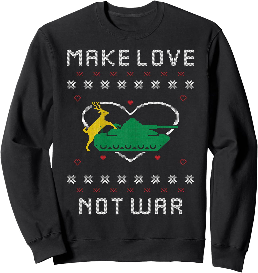 Make Love Not War Tank Rentier Panzer Ugly Christmas Sweater Sweatshirt