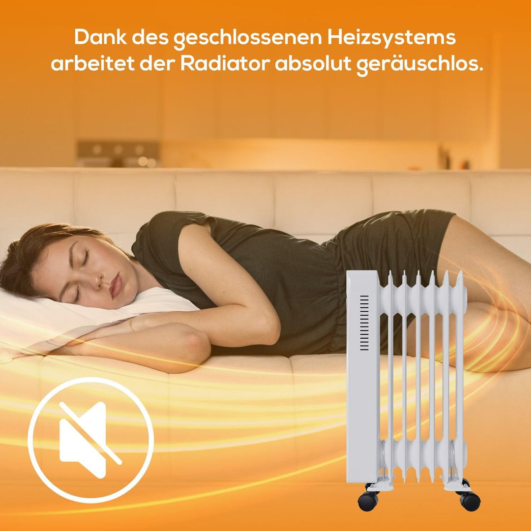 Tronitechnik® Ölradiator TT-OR 307 Elektroheizung Weiss Öl-Heizung Radiator 3 Heizstufen 7 Rippen El