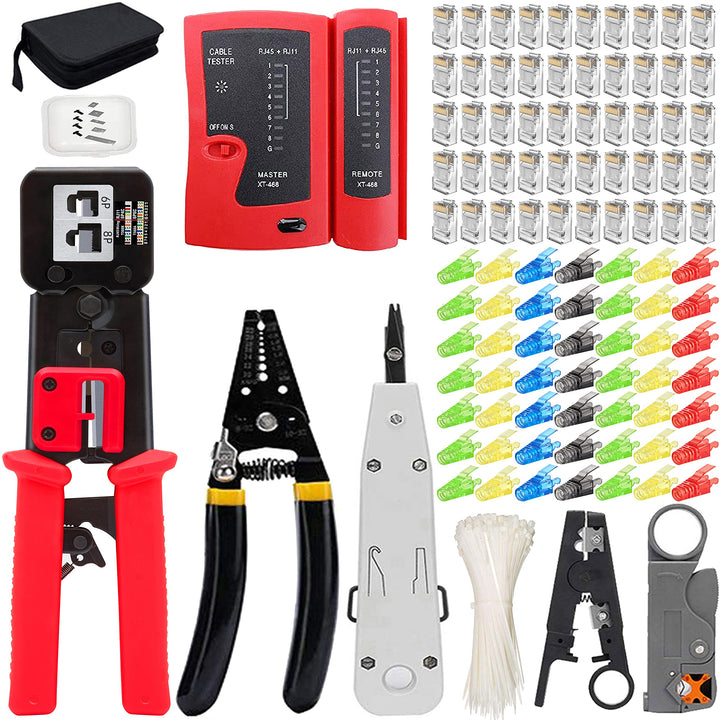 MAYLINEE Crimpzange RJ45 CAT5 CAT6 Netzwerkkabel Werkzeug Set Reparaturwerkzeuge Crimpsteck, Crimpen