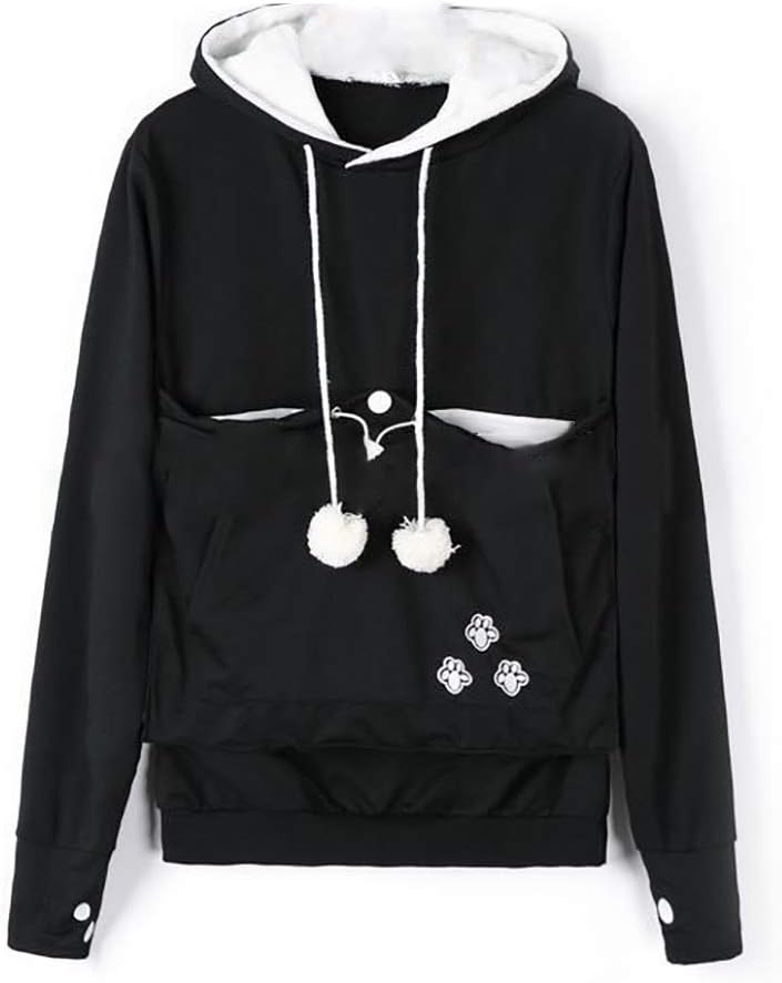 Inlefen Frauen Hoodie Sweatshirt Herbst und Winter Lange Ärmel Grosse Tasche Hoodie Pullover Kordelz
