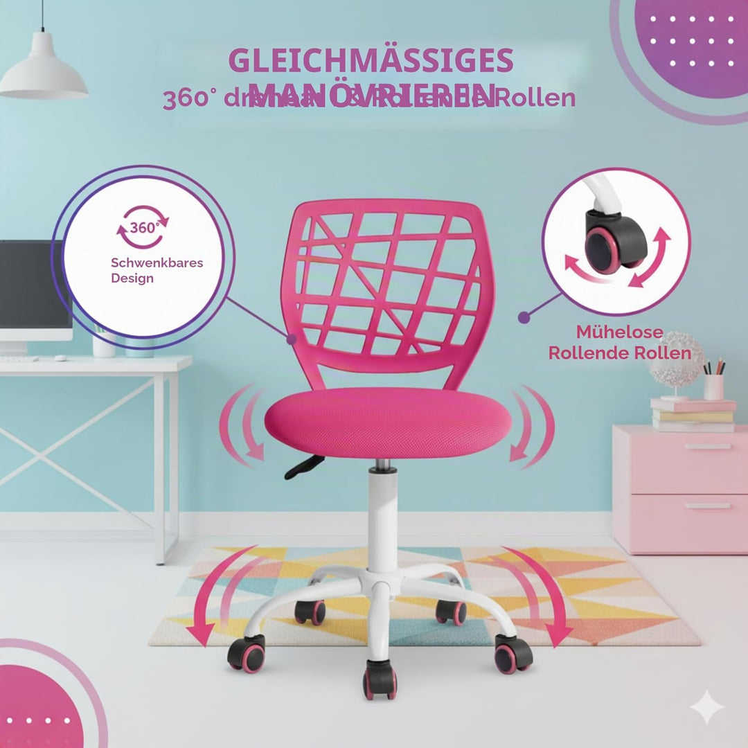 FurnitureR Bürostuhl Schreibtischstuhl Höhenverstellbar Stoffsitz Ergonomischer Arbeitsstuhl ohne Ar