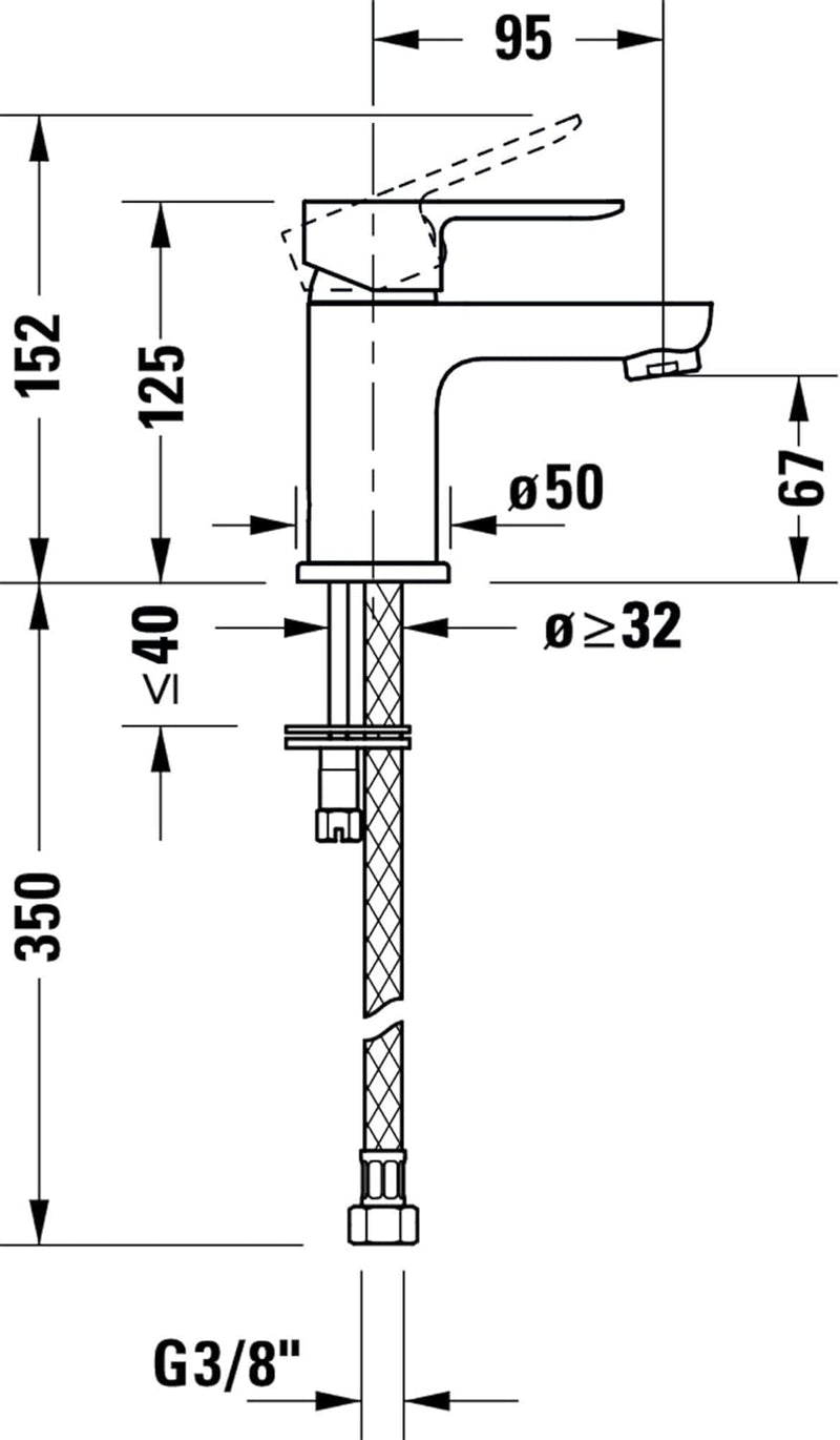 Duravit A.1 Waschtischarmatur, Grösse S (Auslauf Höhe 67 mm), Wasserhahn Bad, Waschbecken Armatur, C