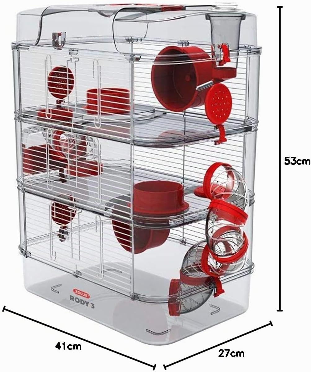 Zolux Käfig für Hamster, Mäuse, Rennmäuse RODY 3" Trio, Long 41 cm x larg 27 cm x haut 53 cm.
