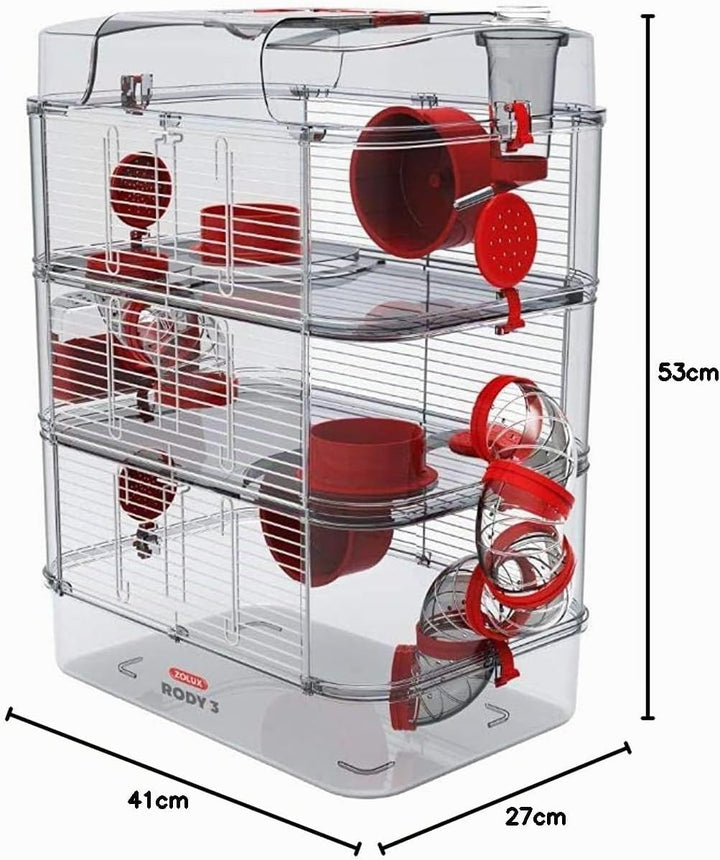 Zolux Käfig für Hamster, Mäuse, Rennmäuse RODY 3" Trio, Long 41 cm x larg 27 cm x haut 53 cm.