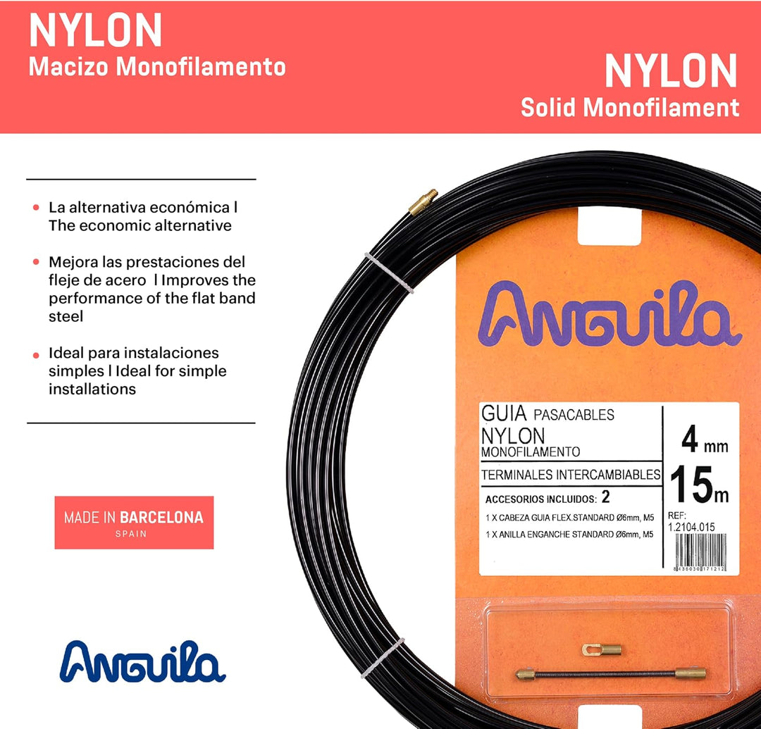 Anguila | Kabelführung | Auswechselbare Klemmen | Monofilament | Nylon | Schwarze Farbe | Durchmesse