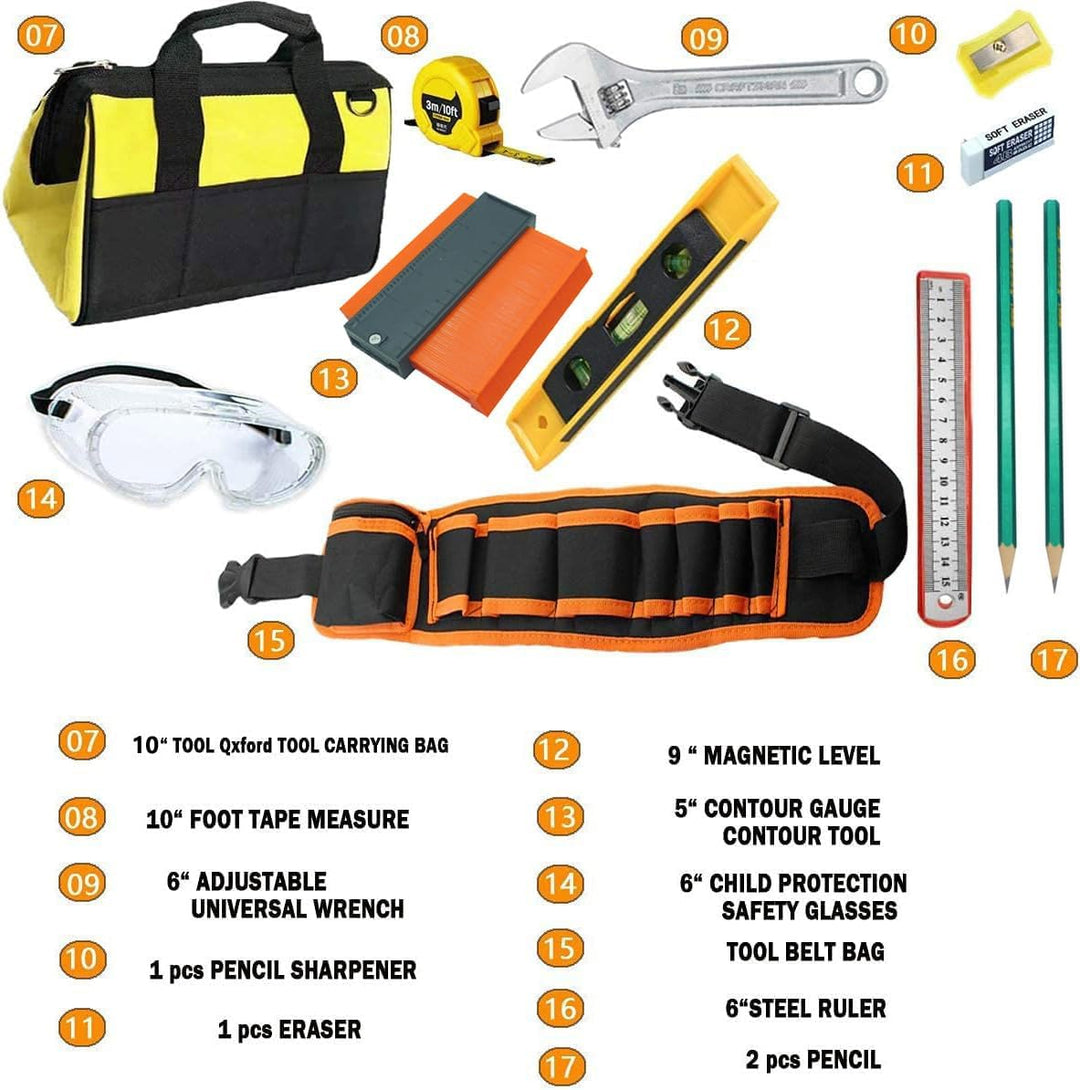 Werkzeugkoffer Kinder Kinder-Starter-Kit, einschliesslich Werkzeugtasche, Hammer, Kindersicherung, Z