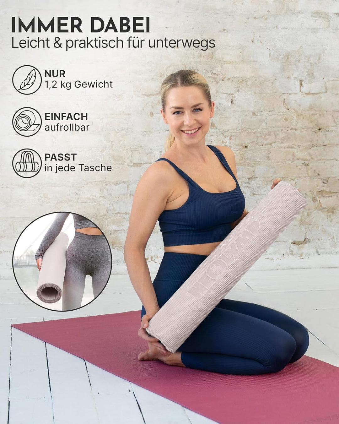 NEOLYMP Yogamatte rutschfest &amp; gelenkschonend – Gelenkschonende Gymnastikmatte &amp; Fitnessmatte für Zu