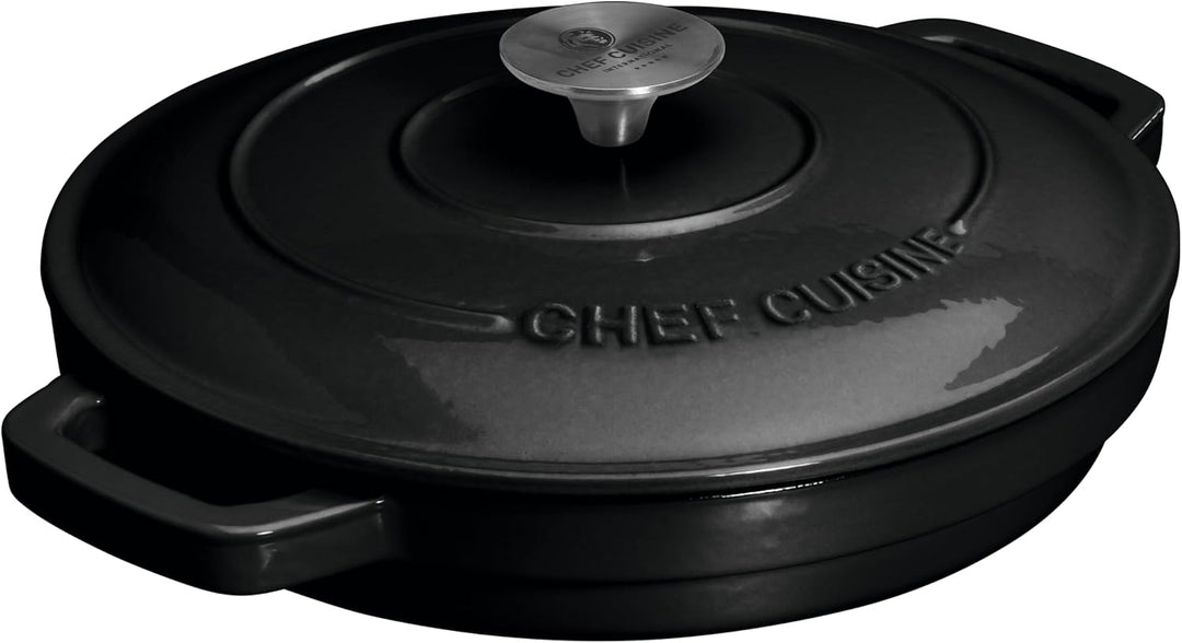 CHEF CUISINE Gusseisernes Kochtopf- & Pfannen-Set, 3-teilig mit Deckel Ofenfest
