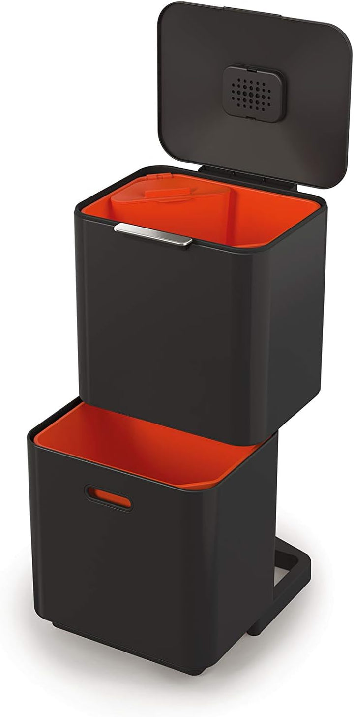 Joseph Joseph Totem Max Mülltrenner und Recycling, Kücheneimer, 60 l, Schwarz 60L Schwarz Single, 60
