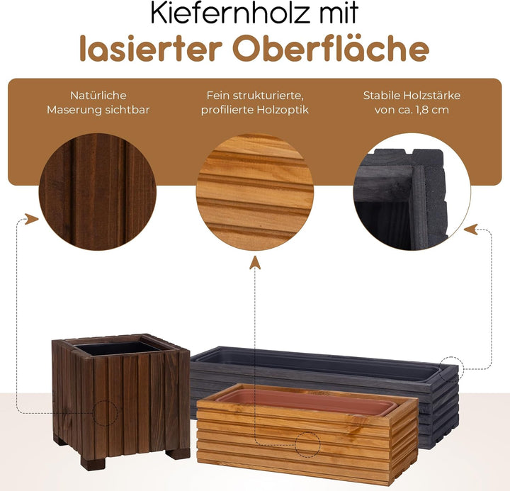 BooGardi Blumenkasten mit Einsatz · Weiss 44cm x 20cm x 14cm · 4 Farben 3 Grössen · Pflanzgefäss für