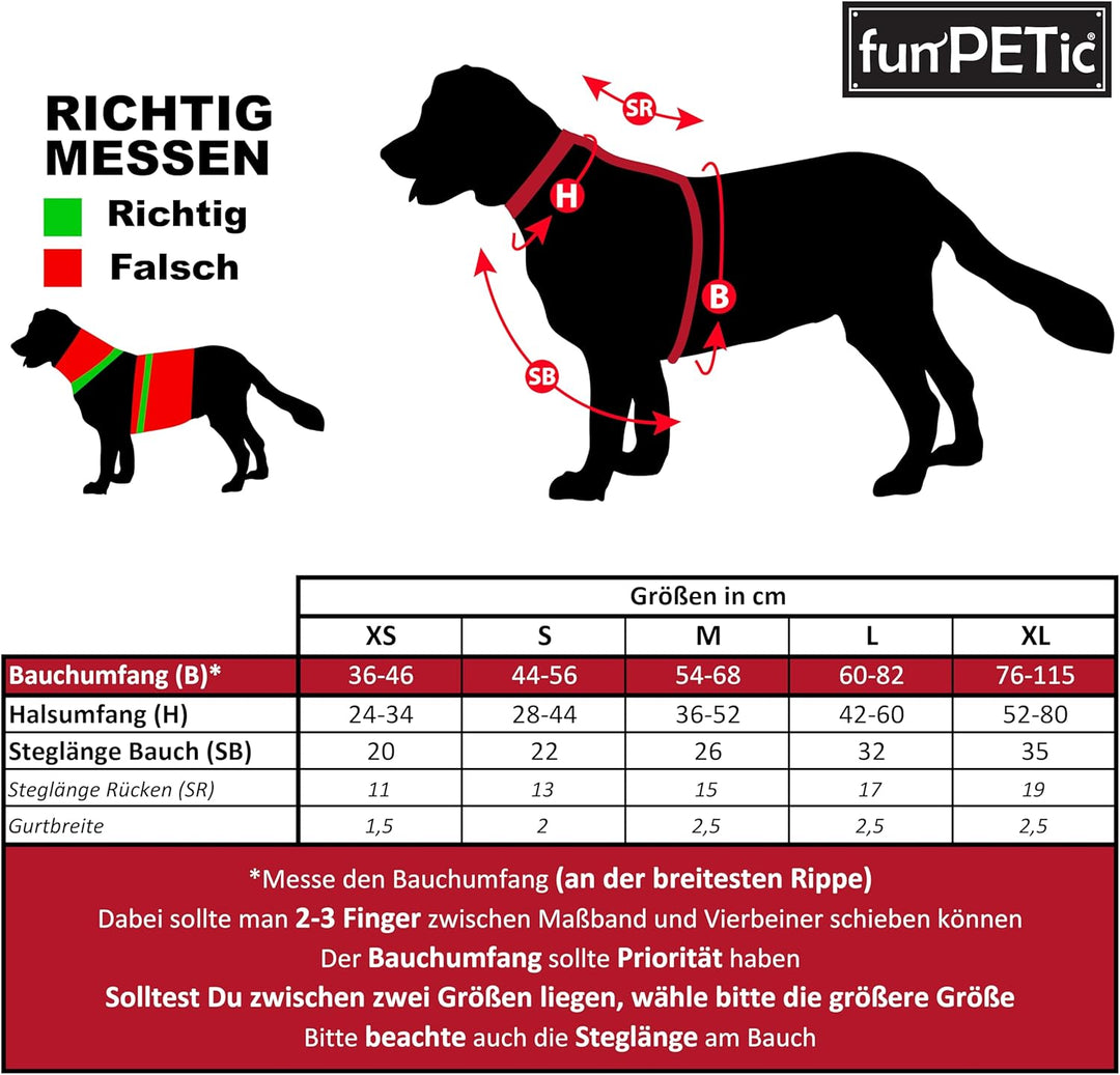 funPETic Hundegeschirr Essential - Anti-Zug Geschirr, reflektierend, gepolstert und atmungsaktiv - B