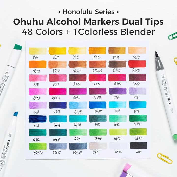 Graffiti Stifte, Pinsel Marker Stift mit 48 Farben von Ohuhu doppelseitige Farbspitze - grober Brush