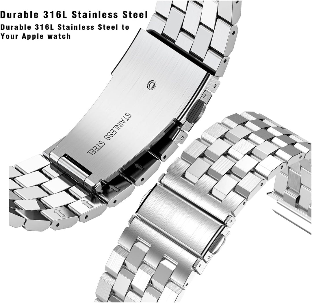 HASLFM Apple Watch Armbänder Kompatibel für iWatch Serie 6/5/4/SE/3/2/1(44mm/42mm), Edelstahl Apple