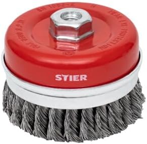 STIER Topfbürste Stahl, gezopfter Draht, für Winkelschleifer, Ø 100 mm, M14, Drahtstärke 0,5 mm, Dra