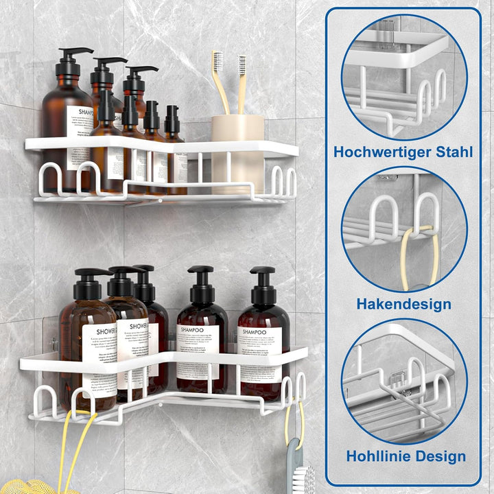 Duschablage Ohne Bohren Ecke - Rostfreier Duschregal Badezimmer Organizer Shampoo Halterung für Dusc