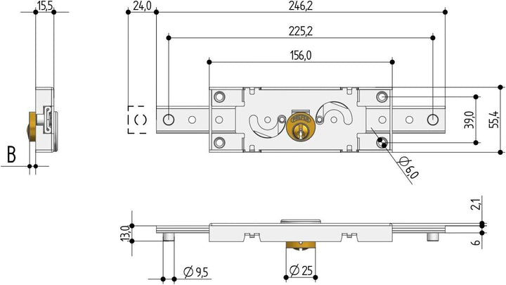 P & B DI Palumbo carmine-favorite Shutter Lock 063757 Central)