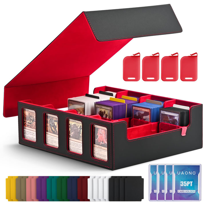 Trading Card Storage Box für Commander Display, 2400+ MTG Deck Box mit 4 Top Loaders, TCG Card Case