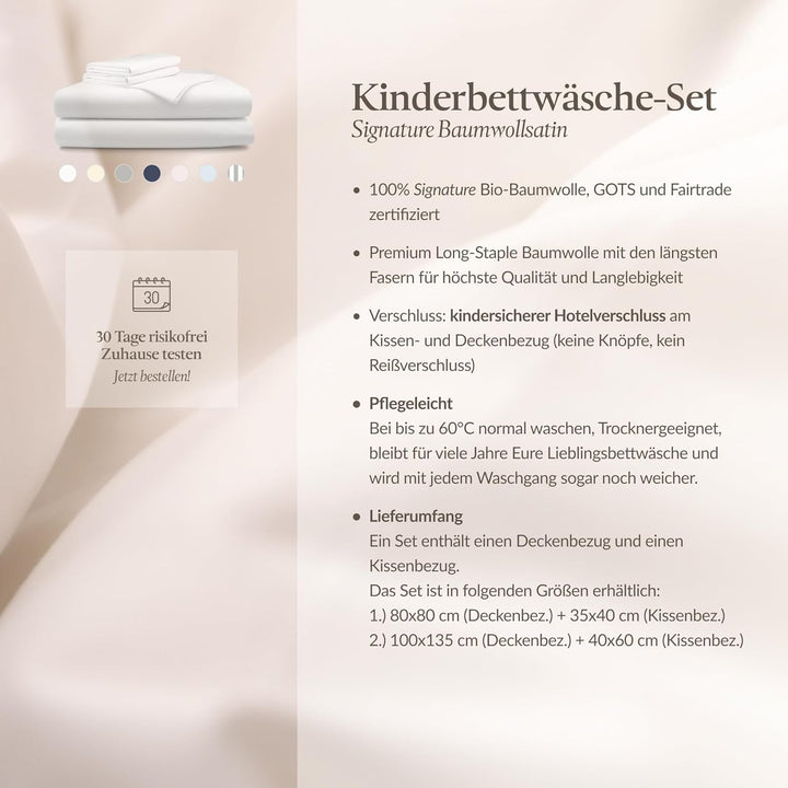 bo&button® Kinderbettwäsche, Mako Satin, 100% GOTS Bio Baumwolle, hochwertig, kuschelig weich, Fairt