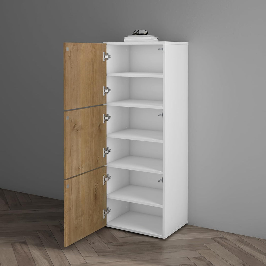 Mai & Mai Schuhschrank Schuhkommode mit 3 Schränken BTH: 45x36x120 cm Schuhregal Möbel in Weiss matt