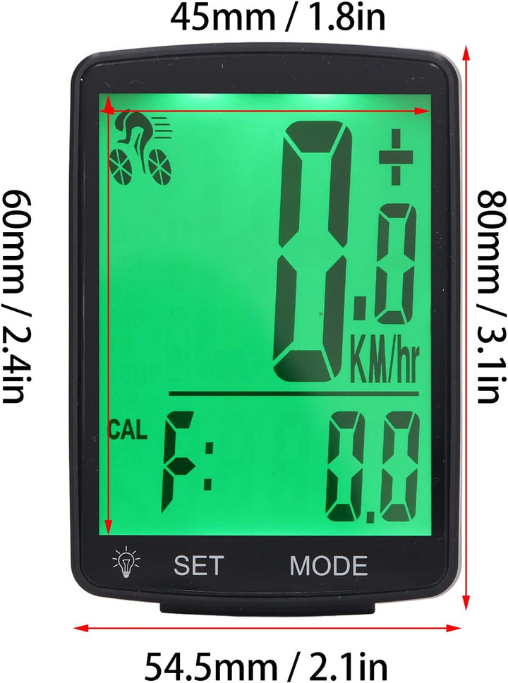 Fahrradcomputer, 2,8-Zoll-LCD-Display mit Hintergrundbeleuchtung, Kabelloser Fahrrad-Tachometer, Kil