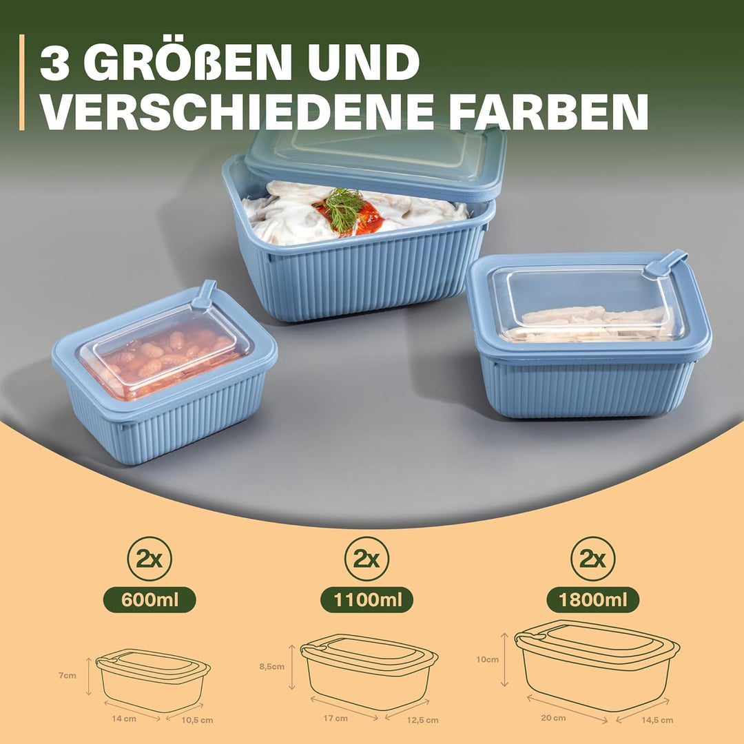 Viwares Frischhaltedosen im 6er Set mit transparentem Ventildeckel, Aufbewahrungsbehälter, Küche, st