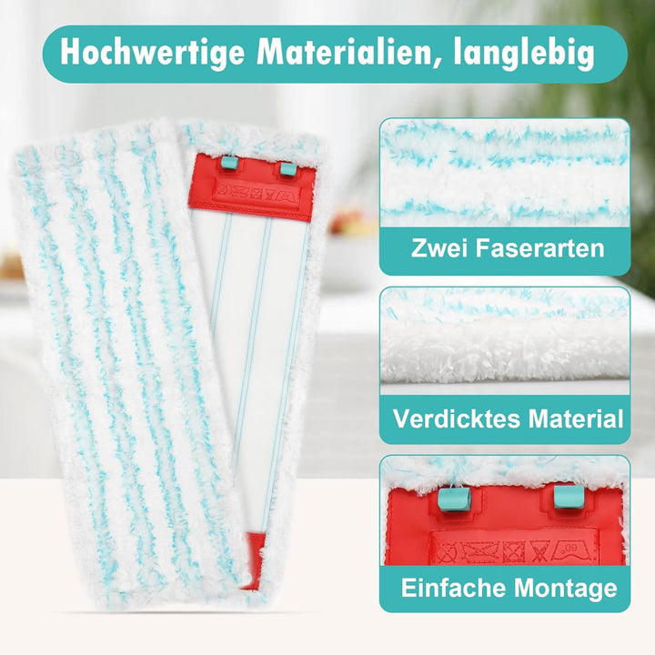4 Stück Wischbezüge Zubehör für Leifheit Profi XL Micro Duo / Profi XL Cotton Plus, Mikrofaser Putzl