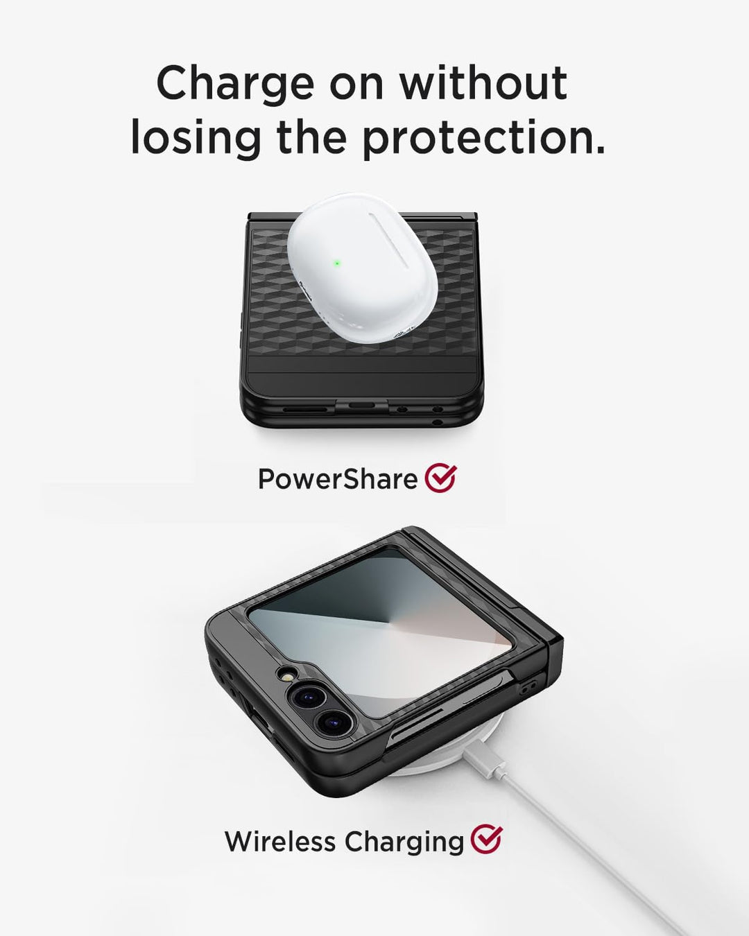 Miimall Kompatibel mit Samsung Galaxy Z Flip 6/7 FE Hülle mit Scharnierschutz+Ständer, [Eingebauter