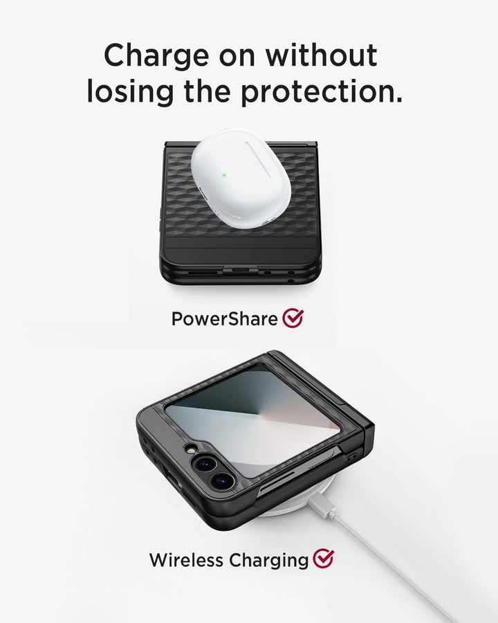 Miimall Kompatibel mit Samsung Galaxy Z Flip 6/7 FE Hülle mit Scharnierschutz+Ständer, [Eingebauter