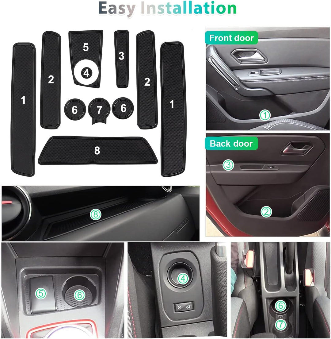 GAFAT 2018-2021 Renaul-t/Dacia Duster Antirutschmatten, Gummimatten, Mittelkonsole Becherhalter Matt