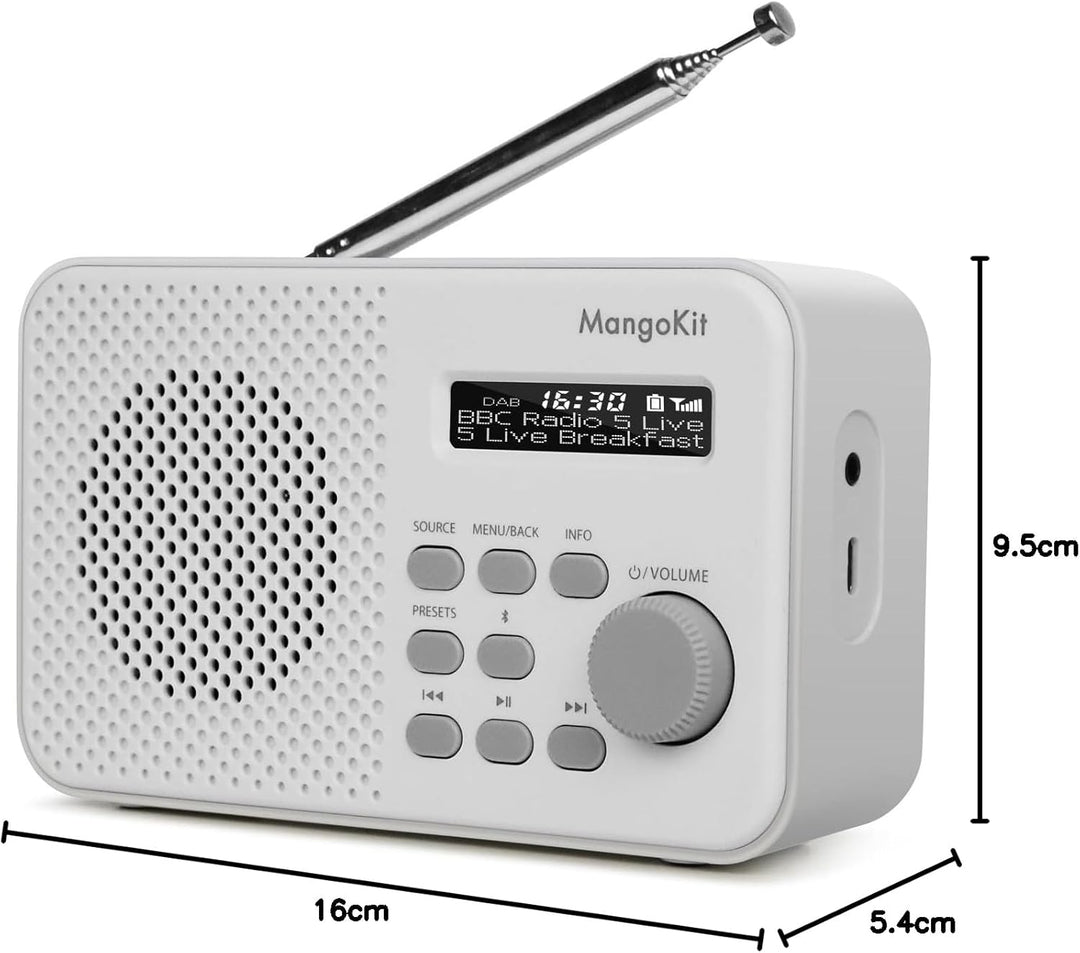 MangoKit MD2 DAB Radio mit Bluetooth,DAB Plus Radio,Digitalradio,UKW Radio,Tragbares Dab Radio,Klein