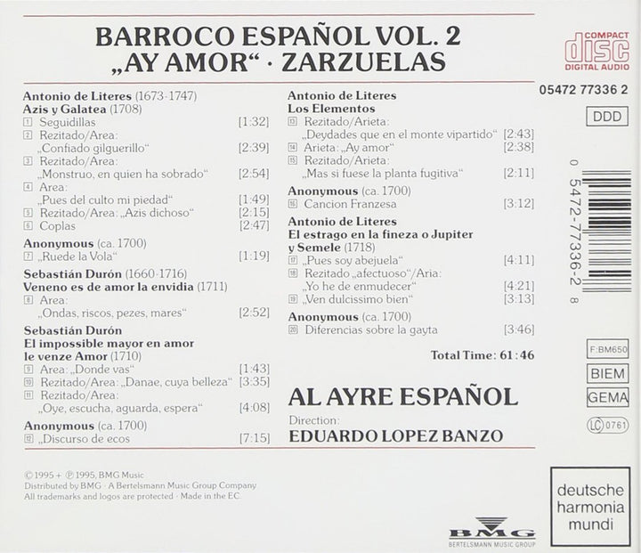 Barroco Espanol Vol. 2 (Ay amor - Zarzuelas), Audio-CD