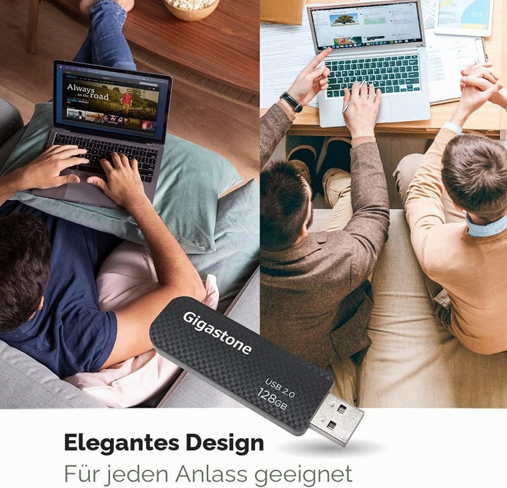 Gigastone V30 USB-Stick 128GB 2 Stück Speicherstick USB 2.0 Für PC/Tablet/TV/Auto (Schwarz) 128 GB 2