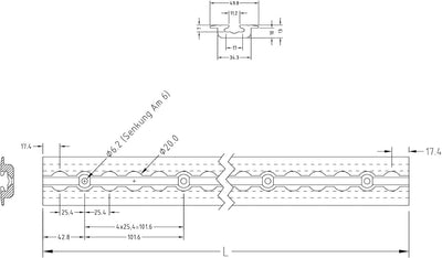 NTG 2 x 2 m Alu Airlineschiene, zum Einlassen, versenkbar als Bodenprofil 2m 1975mm -Sparset- m. 10x