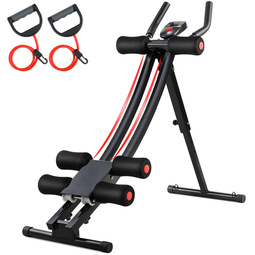 LIFERUN Bauchtrainer für zuhause, Klappbar und Platzsparend, mit LCD-Monitor, 4 stufigem Widerstand,