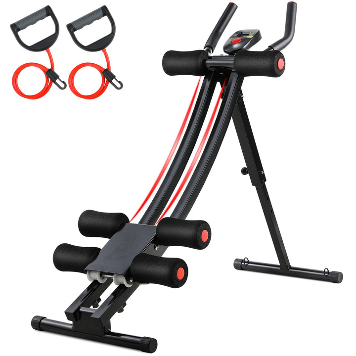 LIFERUN Bauchtrainer für zuhause, Klappbar und Platzsparend, mit LCD-Monitor, 4 stufigem Widerstand,