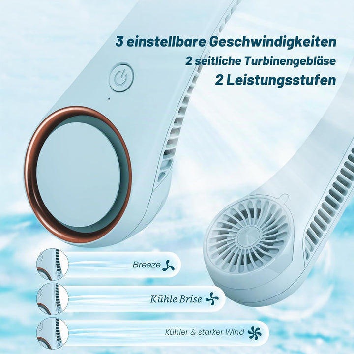 CIVPOWER Tragbarer Halsventilator, freihändiger Ventilator, Kühler, persönlicher Ventilator, 3 Gesch