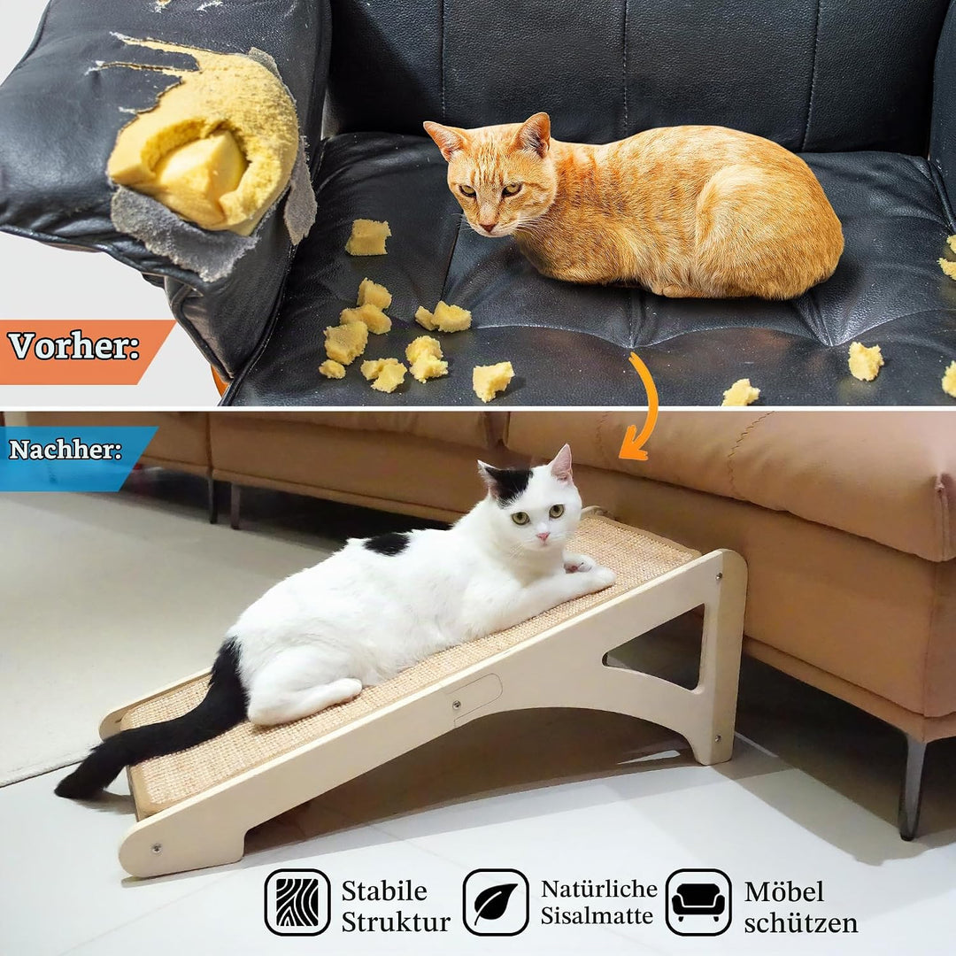 PETKARAY Katzenkratzbrett, Sisal-Katzenkratzrampe, L-förmiges Katzenkratzpad für Hauskatzen, 68cm Wa