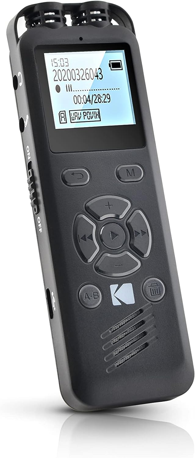 KODAK Hohe Intensität VRC250 digitaler Voice Recorder | Sprachgesteuertes wiederaufladbares Mini Dik