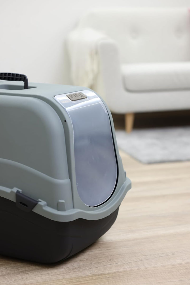 Kerbl Pet Katzentoilette Emma Eco, Katzenklo, schwarz/grüngrau, 65x44x46cm, aus 100% recycelten Kuns