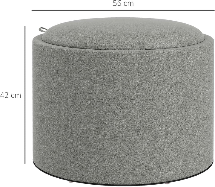HOMCOM Sitzhocker mit Stauraum, Runder Hocker mit Klappdeckel Couchtisch, 56 x 56 x 42 cm Polsterhoc