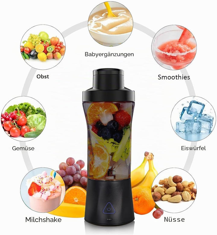 Smoothie Maker to Go, 700ml Tragbarer Mixer, Portable Blender mit 6-Klingen Edelstahl, Mini Mixer fü
